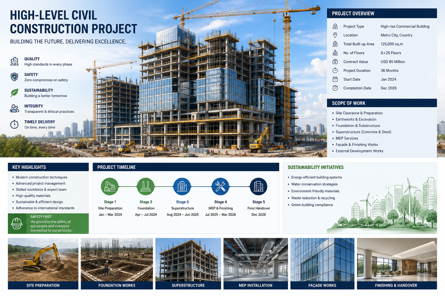 The "Project management service for mid - sized architecture, construction & civil project (exclusive plan)" has been presented.