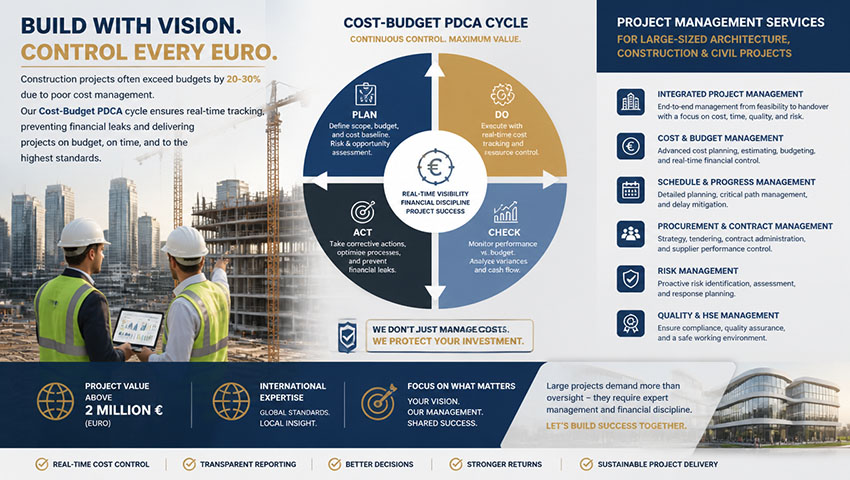 The "Project management service for large - sized architecture, construction & civil project (gold plan)" has been presented.